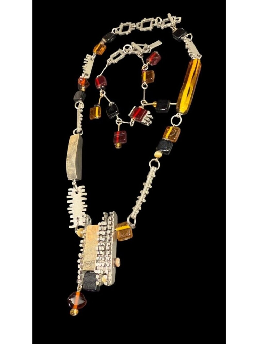 Anne-Marie Chagnon Jewelry Set Bracelet And Necklace Brutalist Mid Century - Picture 2 of 8
